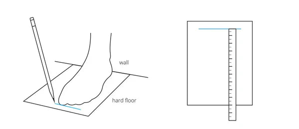 Guía para medir el pie con papel y regla